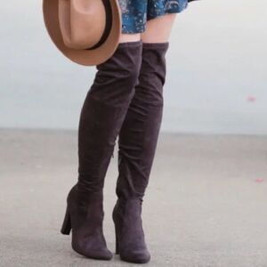 Unisa Faux Suede Over The Knee Boots in Brown in Size 8M